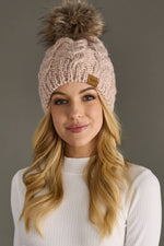 Blush Cable Knit Pom Hat