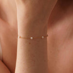 Dainty Freshwater Pearl Bead Bracelet - Gold
