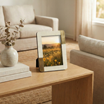 5x7 White Photo Frame w/ Brass Accents