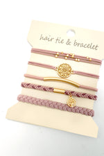 Boho Knot Bracelet and Hair Ties - Pink