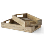 Natural Wood Tray with Gold Mesh Bottom