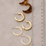 Metallic And Marble Resin Hoop Earrings Set - Gold