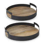 Wood Tray with Black Metal Edge