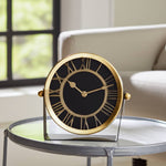 Black/Gold Metal Round Table Clock