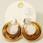 Gold Edge Graduated Acrylic Hoop Earrings - Ivory