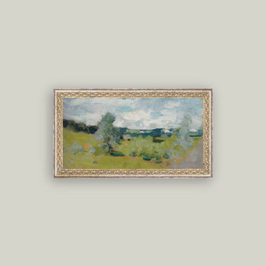 20x11 Abstract Landscape Antique Art in Frame
