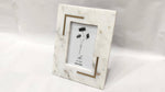 4x6 White Marble Photo Frame w/ Brass Accent