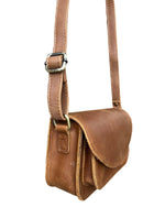 Genuine Leather Crossbody: Light Brown