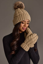 Tan Cable Knit Mittens