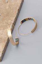 Cork Colorful Stripe Hoop Earrings - Gold