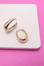 Oval Chunky Huggie Hoops - Gold