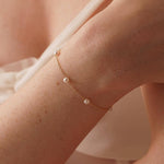 Dainty Freshwater Pearl Bead Bracelet - Silver