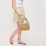 Ella Straw Tote Bag - Natural Red
