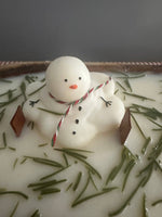 Snowman Dough Bowl Soy Candle - Balsam Fir