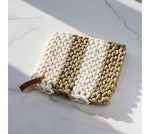 Striped Crochet Potholder with Leather Loop