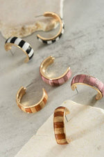 Faux Leather Two-Tone Hoop Earrings:  Gold