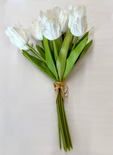 13" White Real Touch Parrot Tulip Bundle