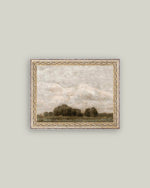 10x8 Tree and Cloud Landscape Antique Art in Frame