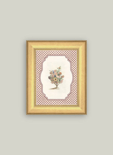 9x11 Vase of Flowers Framed Antique Art