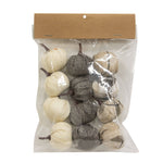 12/Pack, Cream & Gray Burlap Pumpkins 1.5"