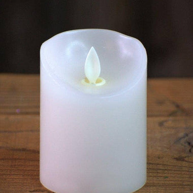 3x4" White Moving Flame LED Candle w/ Timer