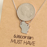 Wisconsin State Necklace - Silver