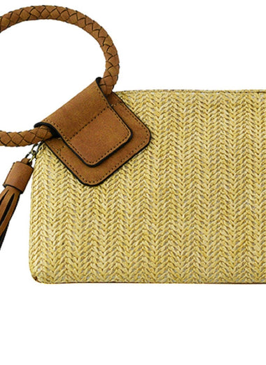 Cheyenne Straw Wristlet With Tassel - Tan