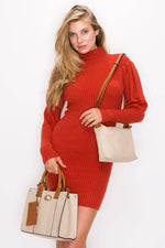 Cameran 3-in-1 Boxy Crossbody Bag & Satchel - Burnt Orange