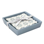 Ceramic Tray + Napkins - Blue Tile