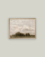 10x8 Tree and Cloud Landscape Antique Art in Frame