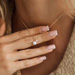 Sterling Silver Pearl & Zirconia Pendant Necklace - Gold