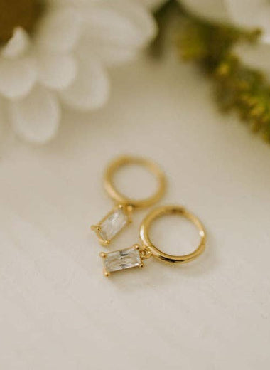 Sophie Baguette Diamond Dangle Hoops