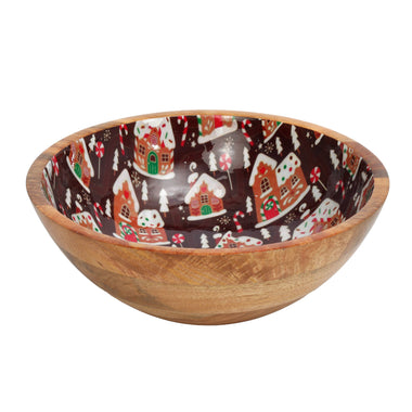 Gingerbread House Wooden Resin Serving Bowl