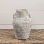 12" Whitewash Terracotta Vase with Handles