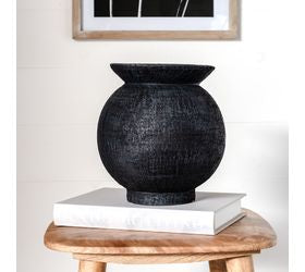 9.6" Black Round Pot