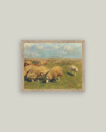 5x7 Sheep with Sheep Dog Framed Antique Art