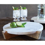 11" Marble & Mango Wood Riser- Natural