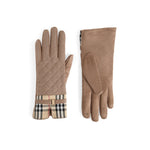 Plaid Puffer Touchscreen Gloves - Tan
