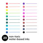 20 Pack Retractable Gel Pens- Rainbow