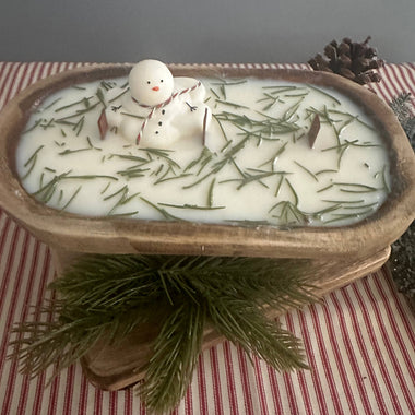 Snowman Dough Bowl Soy Candle - Balsam Fir