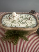 Snowman Dough Bowl Soy Candle - Balsam Fir