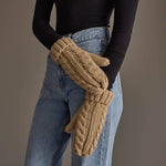 Tan Cable Knit Mittens