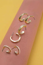 Mini Pearl Hoop Trio - Gold