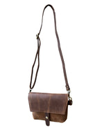 Genuine Leather Crossbody: Light Brown