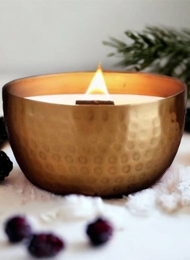 Blackberry & Saffron - 14oz Soy Candle in Brass Bowl