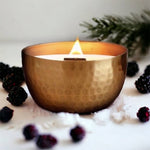 Blackberry & Saffron - 14oz Soy Candle in Brass Bowl