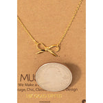 Silver Dipped Ribbon Bow Pendant Necklace