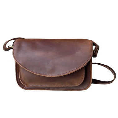 Genuine Leather Crossbody: Brown