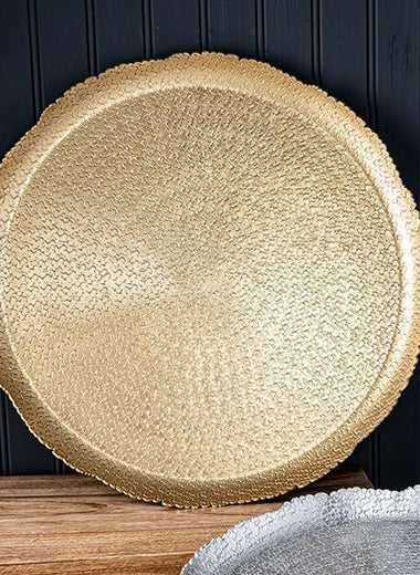 16" Gold Hammered Cutting Tray
