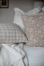 20x20 Brown with White Floral Fringe Pillow Cover